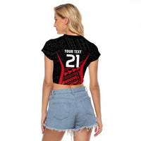 Custom Oceania Football Papua New Guinea Raglan Cropped T Shirt Polynesian Tribal Pattern LT9 - Polynesian Pride