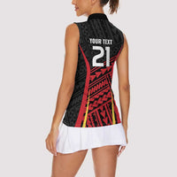 Custom Oceania Football Papua New Guinea Women Sleeveless Polo Shirt Polynesian Tribal Pattern LT9 - Polynesian Pride