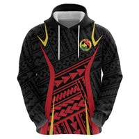 Custom Oceania Football Papua New Guinea Zip Hoodie Polynesian Tribal Pattern