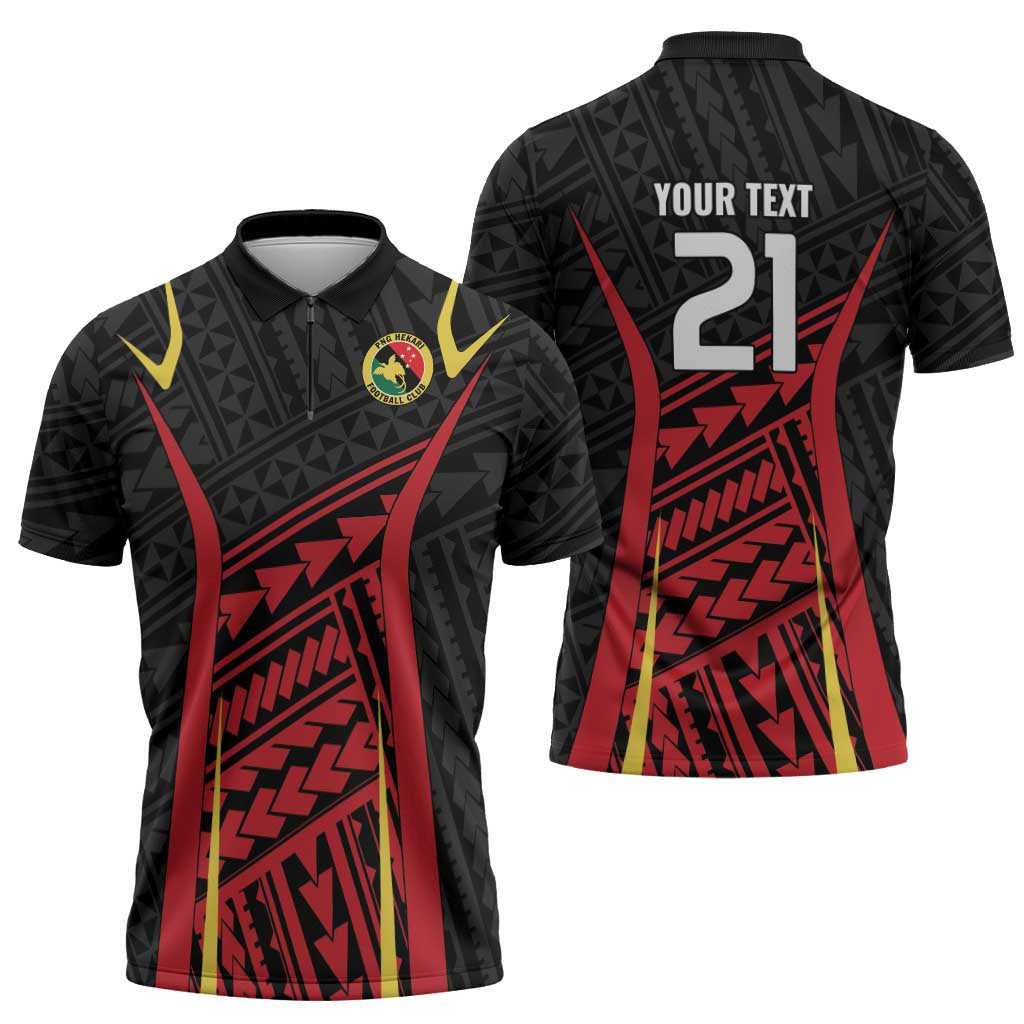 Custom Oceania Football Papua New Guinea Zipper Polo Shirt Polynesian Tribal Pattern LT9 - Polynesian Pride