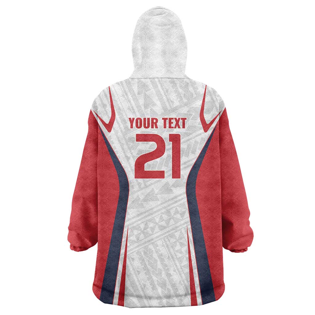 Custom Oceania Football Tahiti Wearable Blanket Hoodie Polynesian Tribal Pattern