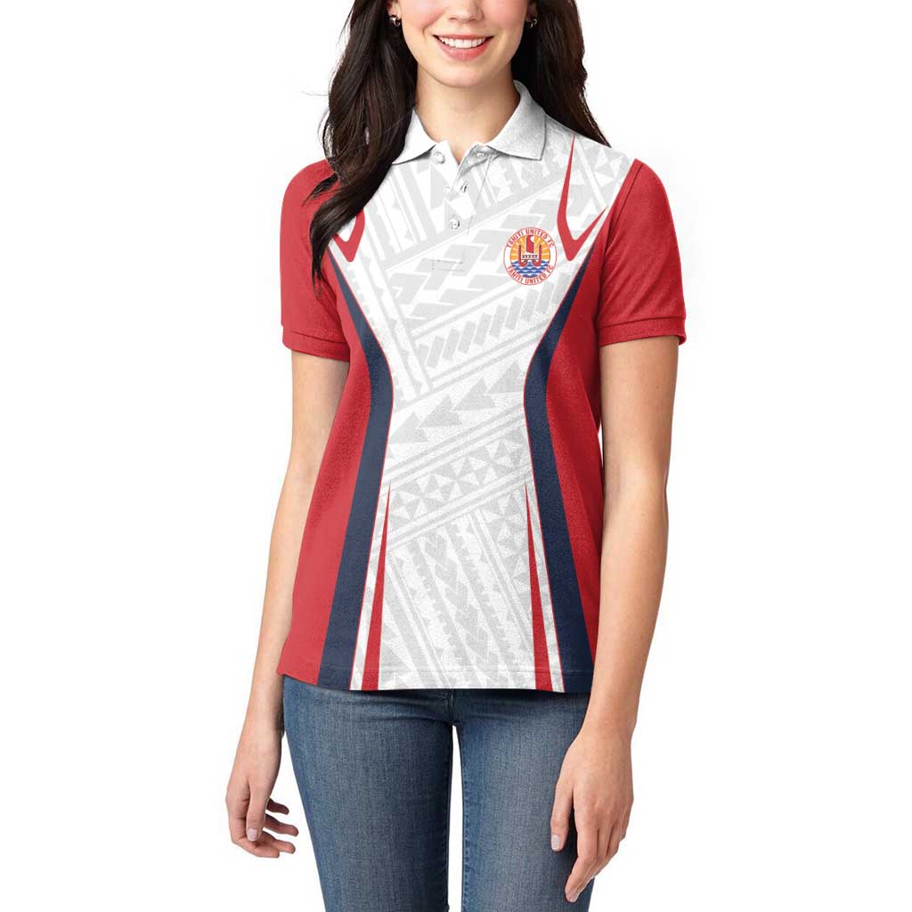Custom Oceania Football Tahiti Women Polo Shirt Polynesian Tribal Pattern LT9 - Polynesian Pride