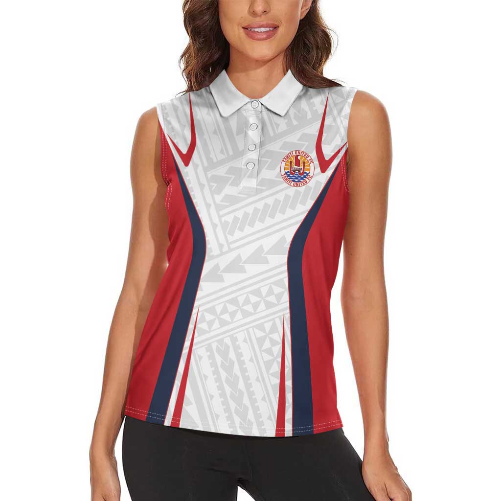Custom Oceania Football Tahiti Women Sleeveless Polo Shirt Polynesian Tribal Pattern LT9 - Polynesian Pride