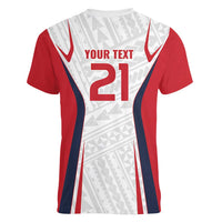Custom Oceania Football Tahiti Women V-Neck T-Shirt Polynesian Tribal Pattern LT9 - Polynesian Pride