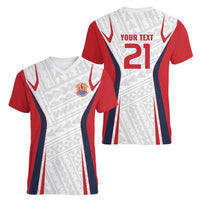 Custom Oceania Football Tahiti Women V-Neck T-Shirt Polynesian Tribal Pattern LT9 - Polynesian Pride