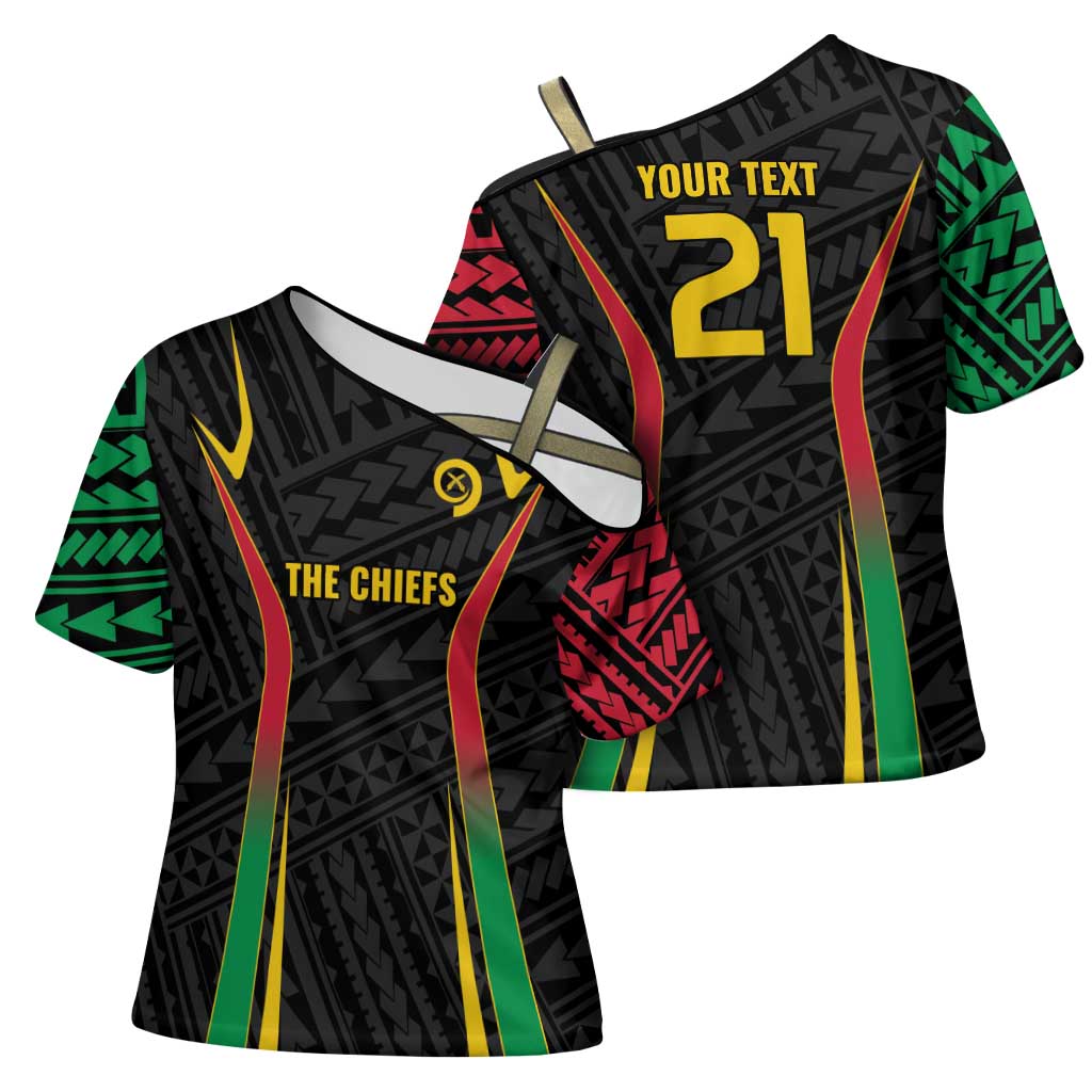 Custom Oceania Football Vanuatu Cross Shoulder Shirt Polynesian Tribal Pattern