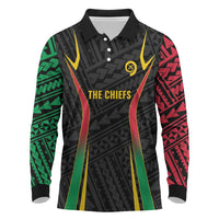 Custom Oceania Football Vanuatu Long Sleeve Polo Shirt Polynesian Tribal Pattern