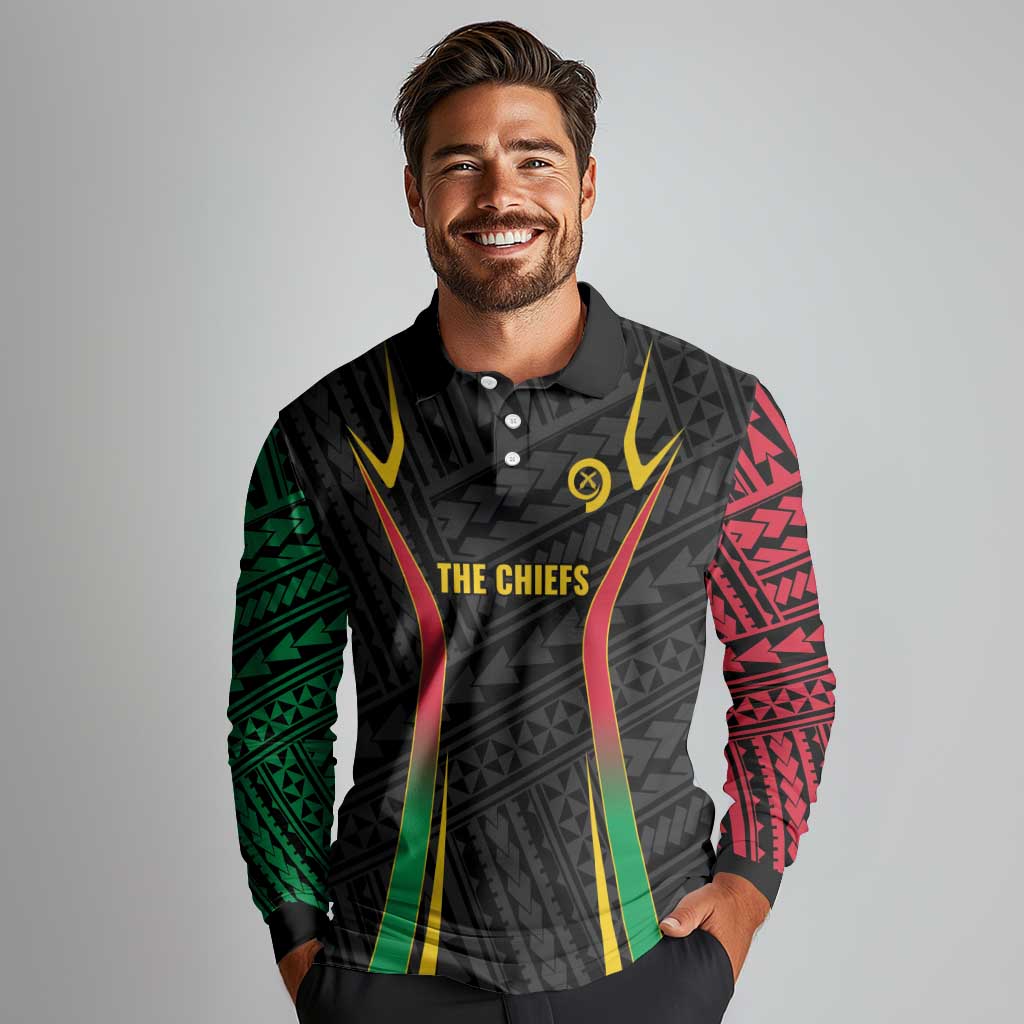 Custom Oceania Football Vanuatu Long Sleeve Polo Shirt Polynesian Tribal Pattern