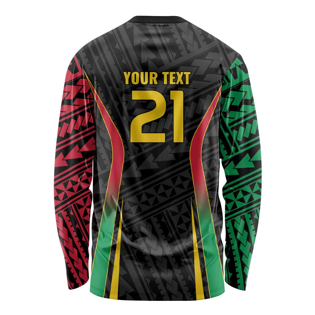 Custom Oceania Football Vanuatu Long Sleeve Shirt Polynesian Tribal Pattern