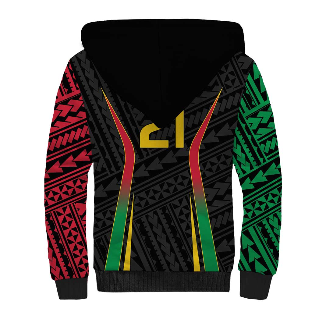 Custom Oceania Football Vanuatu Sherpa Hoodie Polynesian Tribal Pattern