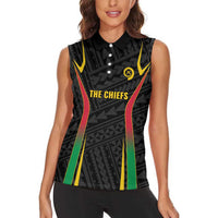 Custom Oceania Football Vanuatu Women Sleeveless Polo Shirt Polynesian Tribal Pattern