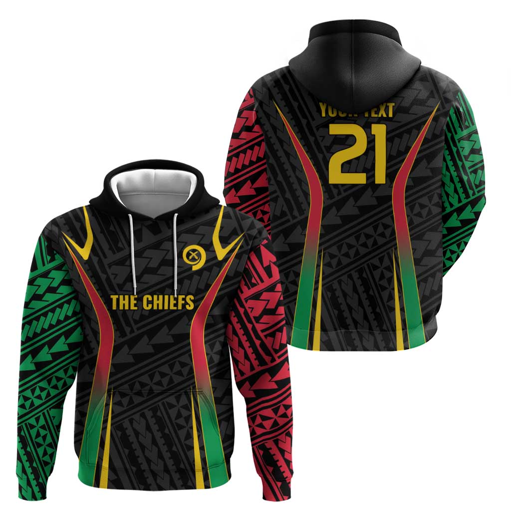 Custom Oceania Football Vanuatu Zip Hoodie Polynesian Tribal Pattern