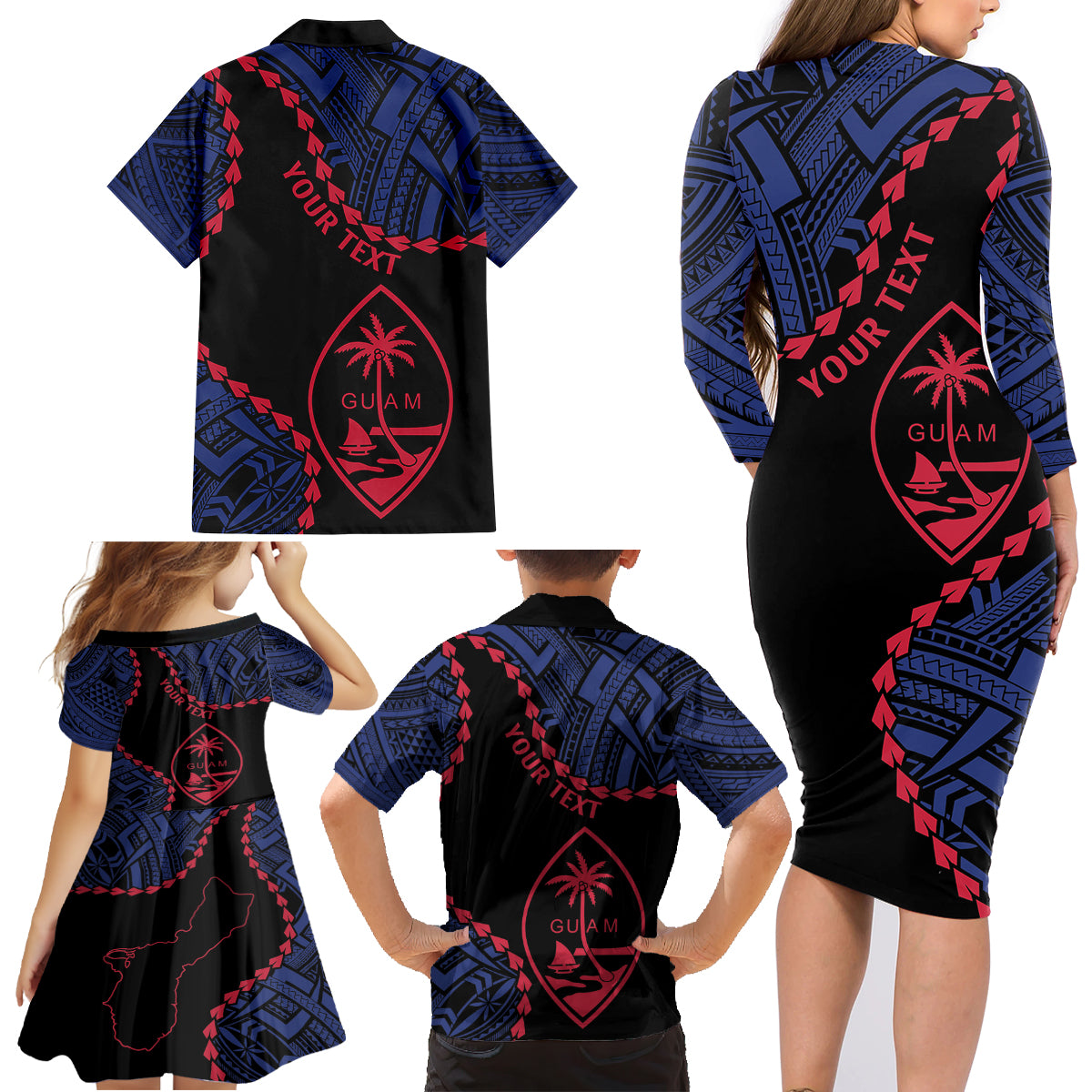 Personalized Guam 80th Anniversary Liberation Day Family Matching Long Sleeve Bodycon Dress and Hawaiian Shirt Guahan Basic Seal LT9 - Polynesian Pride