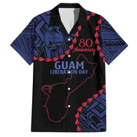 Personalized Guam 80th Anniversary Liberation Day Family Matching Long Sleeve Bodycon Dress and Hawaiian Shirt Guahan Basic Seal LT9 Dad's Shirt - Short Sleeve Black - Polynesian Pride