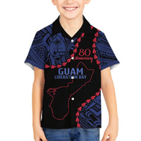 Personalized Guam 80th Anniversary Liberation Day Family Matching Long Sleeve Bodycon Dress and Hawaiian Shirt Guahan Basic Seal LT9 Son's Shirt Black - Polynesian Pride