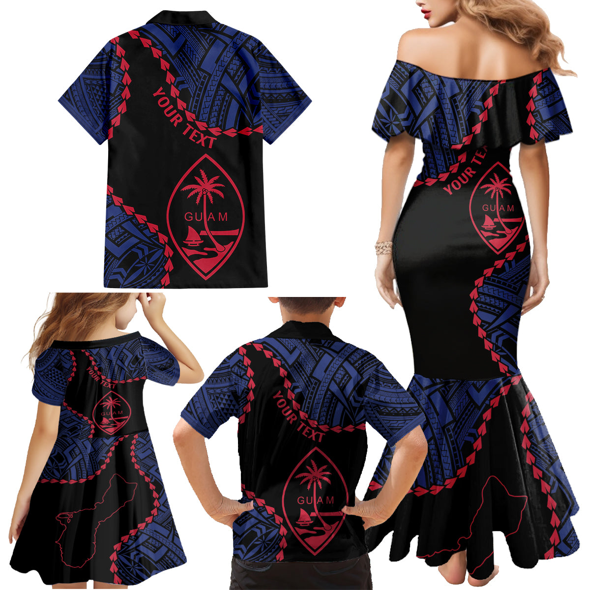 Personalized Guam 80th Anniversary Liberation Day Family Matching Mermaid Dress and Hawaiian Shirt Guahan Basic Seal LT9 - Polynesian Pride