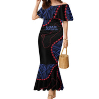 Personalized Guam 80th Anniversary Liberation Day Family Matching Mermaid Dress and Hawaiian Shirt Guahan Basic Seal LT9 Mom's Dress Black - Polynesian Pride