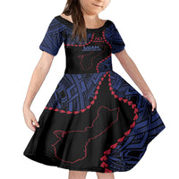 Personalized Guam 80th Anniversary Liberation Day Family Matching Off The Shoulder Long Sleeve Dress and Hawaiian Shirt Guahan Basic Seal LT9 Daughter's Dress Black - Polynesian Pride