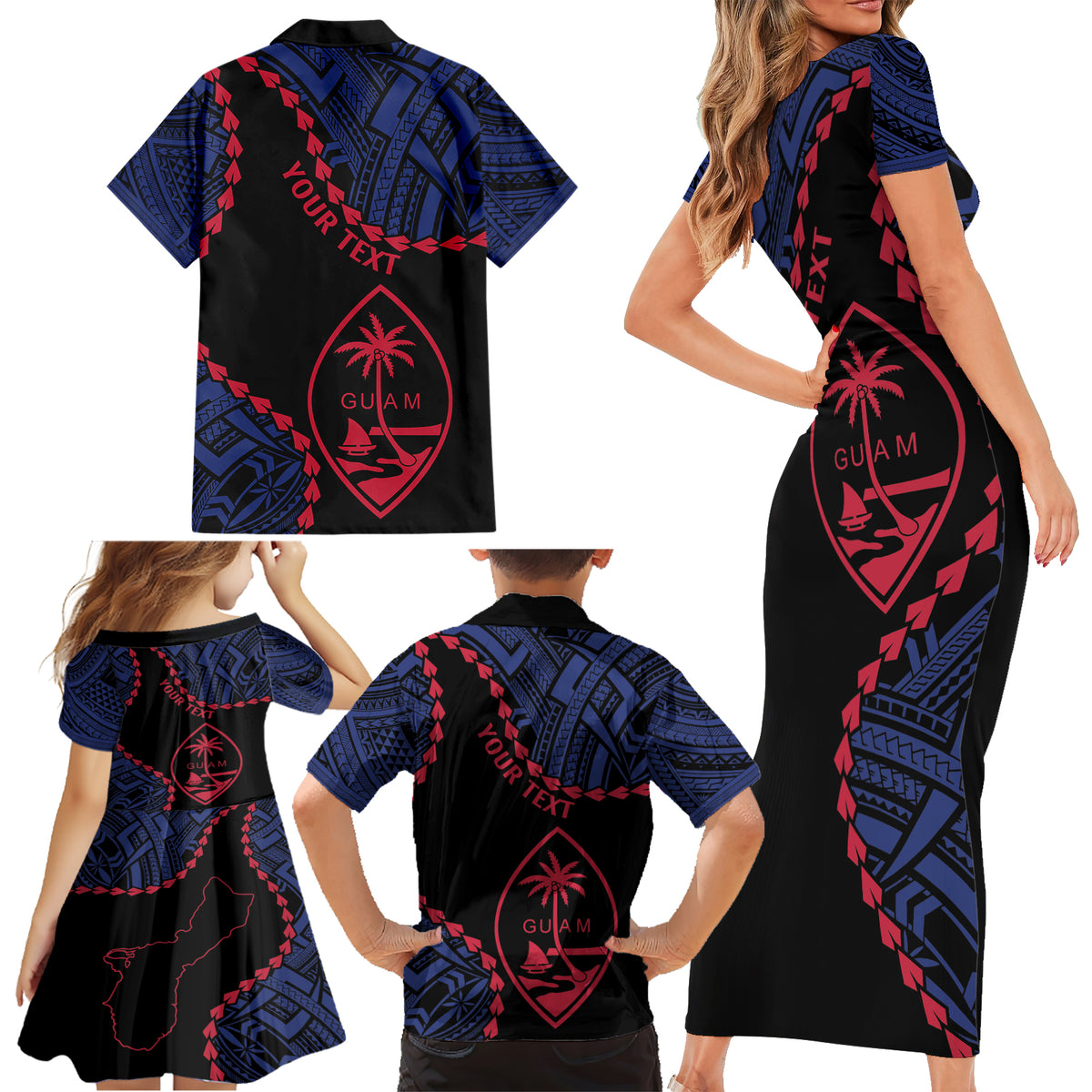 Personalized Guam 80th Anniversary Liberation Day Family Matching Short Sleeve Bodycon Dress and Hawaiian Shirt Guahan Basic Seal LT9 - Polynesian Pride