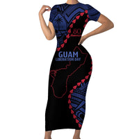 Personalized Guam 80th Anniversary Liberation Day Family Matching Short Sleeve Bodycon Dress and Hawaiian Shirt Guahan Basic Seal LT9 Mom's Dress Black - Polynesian Pride