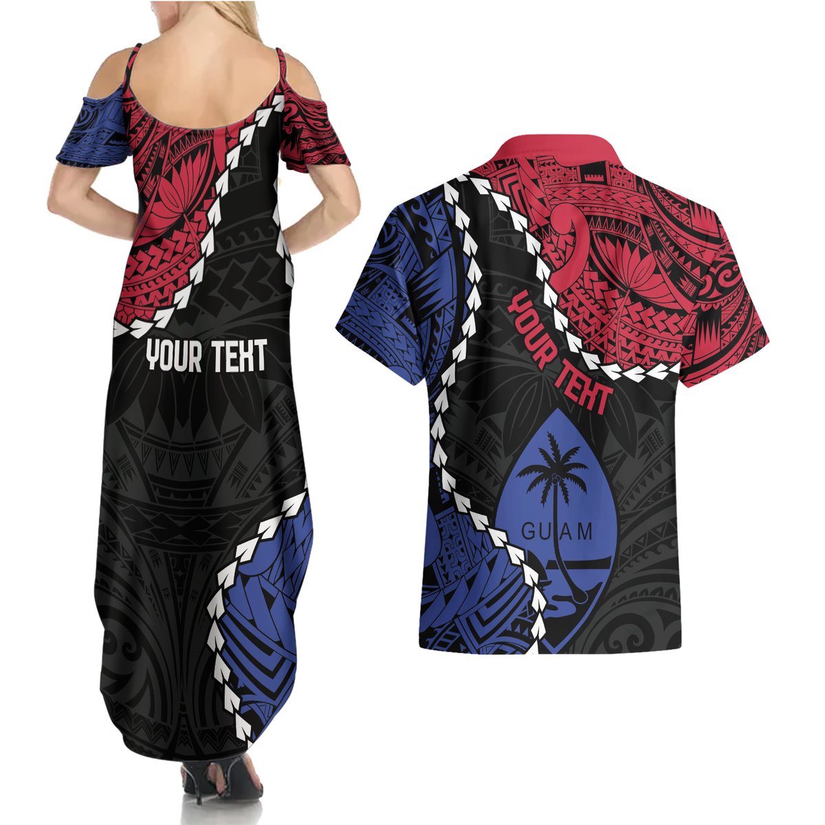 Personalized Guam 80th Anniversary Liberation Day Couples Matching Summer Maxi Dress and Hawaiian Shirt Tano I Man Chamoru Since 1944 LT9 - Polynesian Pride
