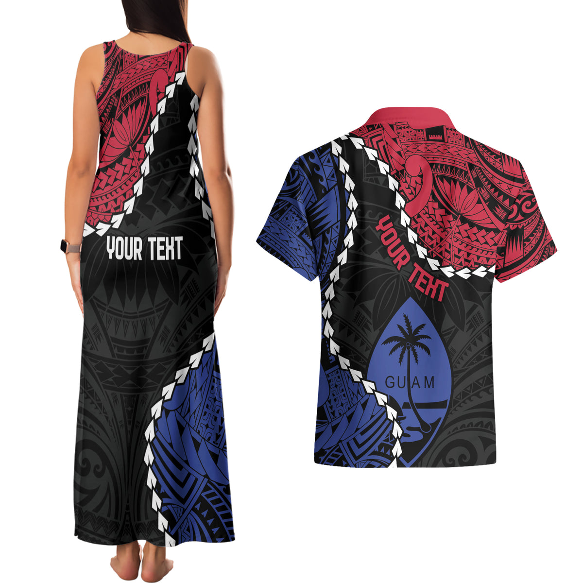 Personalized Guam 80th Anniversary Liberation Day Couples Matching Tank Maxi Dress and Hawaiian Shirt Tano I Man Chamoru Since 1944 LT9 - Polynesian Pride