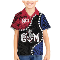 Personalized Guam 80th Anniversary Liberation Day Family Matching Mermaid Dress and Hawaiian Shirt Tano I Man Chamoru Since 1944 LT9 Son's Shirt Black - Polynesian Pride