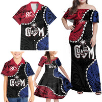 Personalized Guam 80th Anniversary Liberation Day Family Matching Off Shoulder Maxi Dress and Hawaiian Shirt Tano I Man Chamoru Since 1944 LT9 - Polynesian Pride