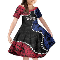 Personalized Guam 80th Anniversary Liberation Day Family Matching Short Sleeve Bodycon Dress and Hawaiian Shirt Tano I Man Chamoru Since 1944 LT9 Daughter's Dress Black - Polynesian Pride