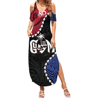Personalized Guam 80th Anniversary Liberation Day Family Matching Summer Maxi Dress and Hawaiian Shirt Tano I Man Chamoru Since 1944 LT9 Mom's Dress Black - Polynesian Pride