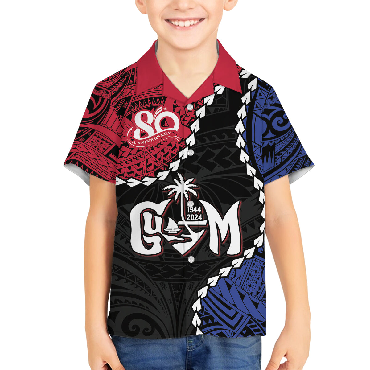 Personalized Guam 80th Anniversary Liberation Day Family Matching Summer Maxi Dress and Hawaiian Shirt Tano I Man Chamoru Since 1944 LT9 Son's Shirt Black - Polynesian Pride
