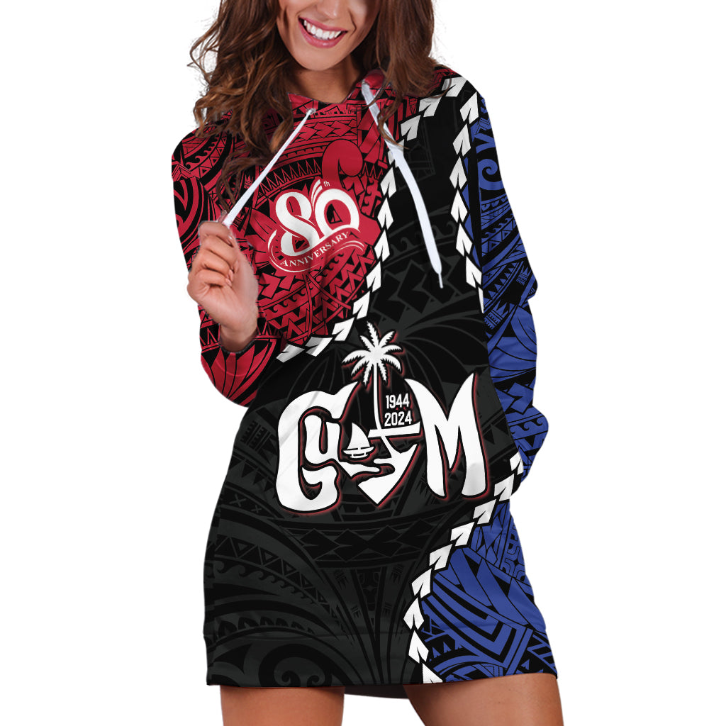 Personalized Guam 80th Anniversary Liberation Day Hoodie Dress Tano I Man Chamoru Since 1944 LT9 Black - Polynesian Pride