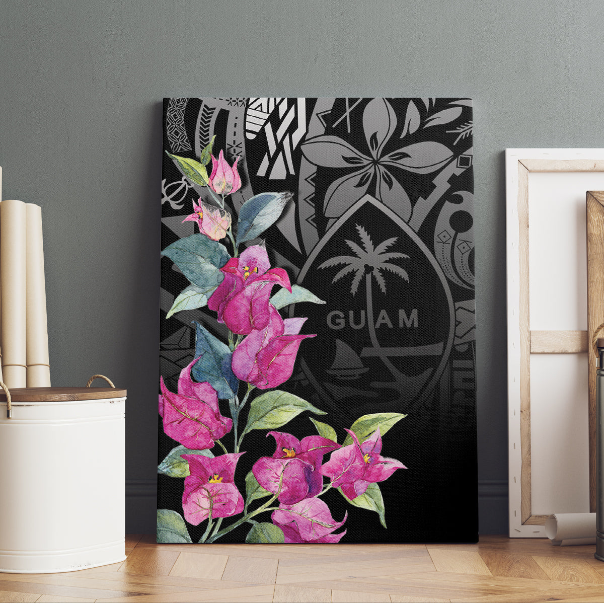 Guahan Puti Tai Nobiu Canvas Wall Art Guam Bougainvillea Flower Art