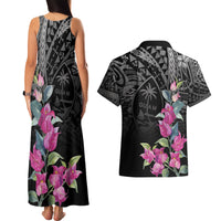 Guahan Puti Tai Nobiu Couples Matching Tank Maxi Dress and Hawaiian Shirt Guam Bougainvillea Flower Art LT9 - Polynesian Pride
