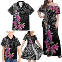 Guahan Puti Tai Nobiu Family Matching Off Shoulder Maxi Dress and Hawaiian Shirt Guam Bougainvillea Flower Art LT9 - Polynesian Pride