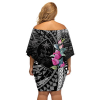 Guahan Puti Tai Nobiu Family Matching Off Shoulder Short Dress and Hawaiian Shirt Guam Bougainvillea Flower Art LT9 - Polynesian Pride