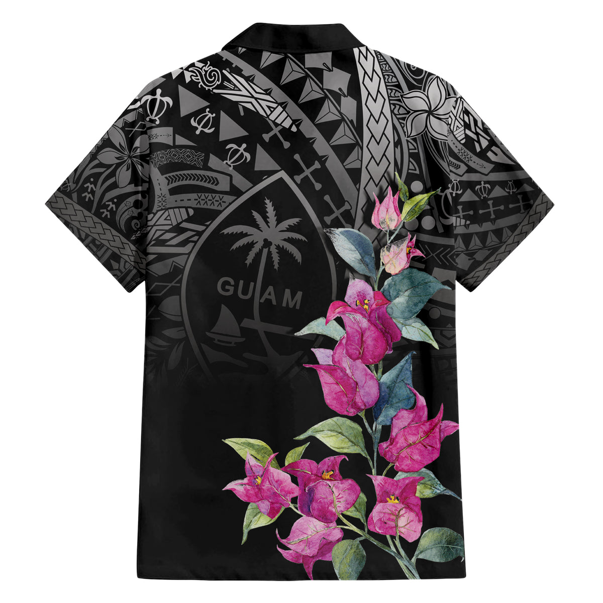 Guahan Puti Tai Nobiu Family Matching Short Sleeve Bodycon Dress and Hawaiian Shirt Guam Bougainvillea Flower Art LT9 - Polynesian Pride