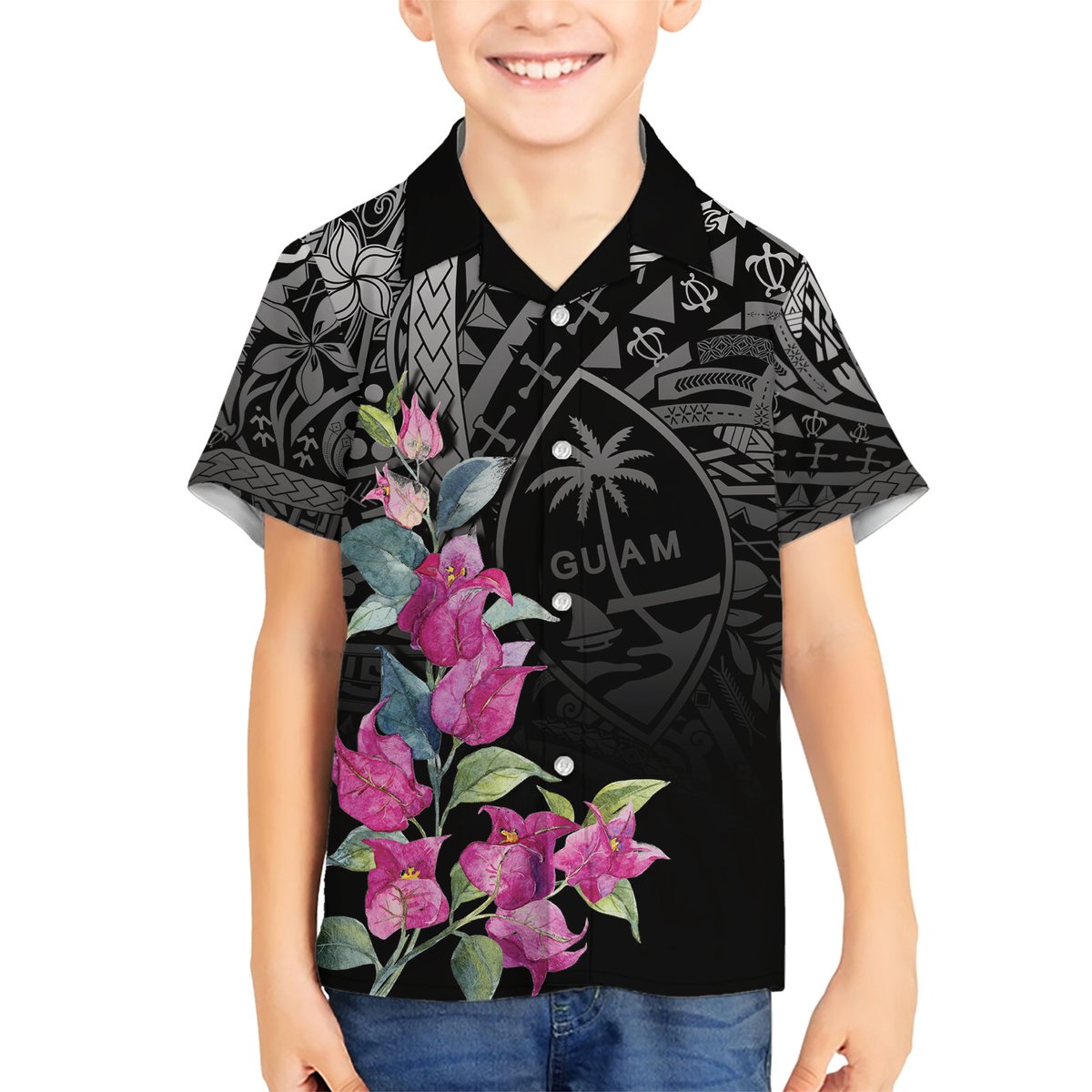 Guahan Puti Tai Nobiu Hawaiian Shirt Guam Bougainvillea Flower Art LT9 - Polynesian Pride