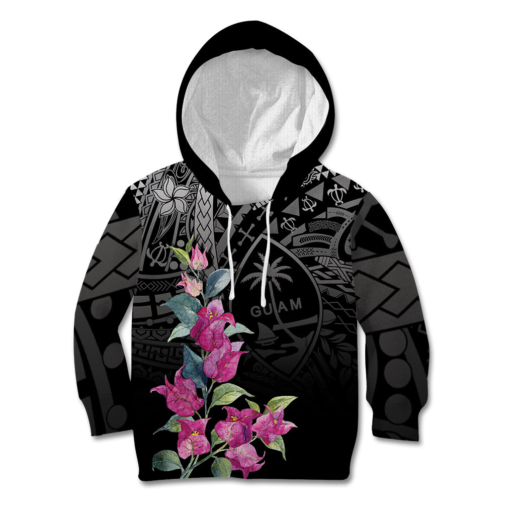 Guahan Puti Tai Nobiu Kid Hoodie Guam Bougainvillea Flower Art LT9 Hoodie Black - Polynesian Pride