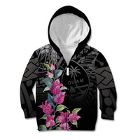 Guahan Puti Tai Nobiu Kid Hoodie Guam Bougainvillea Flower Art LT9 Zip Hoodie Black - Polynesian Pride