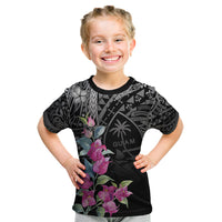 Guahan Puti Tai Nobiu Kid T Shirt Guam Bougainvillea Flower Art LT9 Black - Polynesian Pride