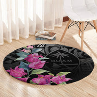 Guahan Puti Tai Nobiu Round Carpet Guam Bougainvillea Flower Art LT9 - Polynesian Pride