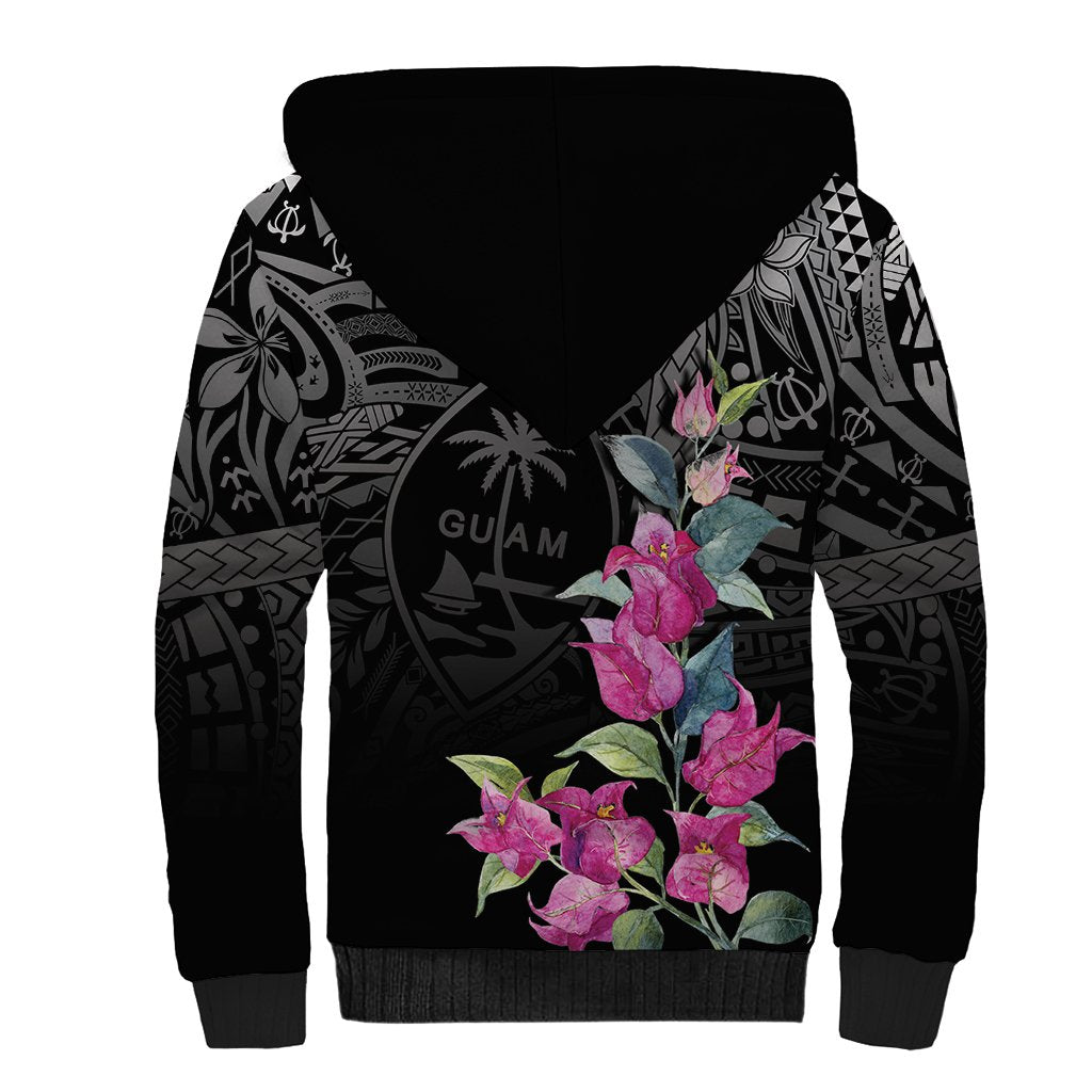 Guahan Puti Tai Nobiu Sherpa Hoodie Guam Bougainvillea Flower Art LT9 - Polynesian Pride