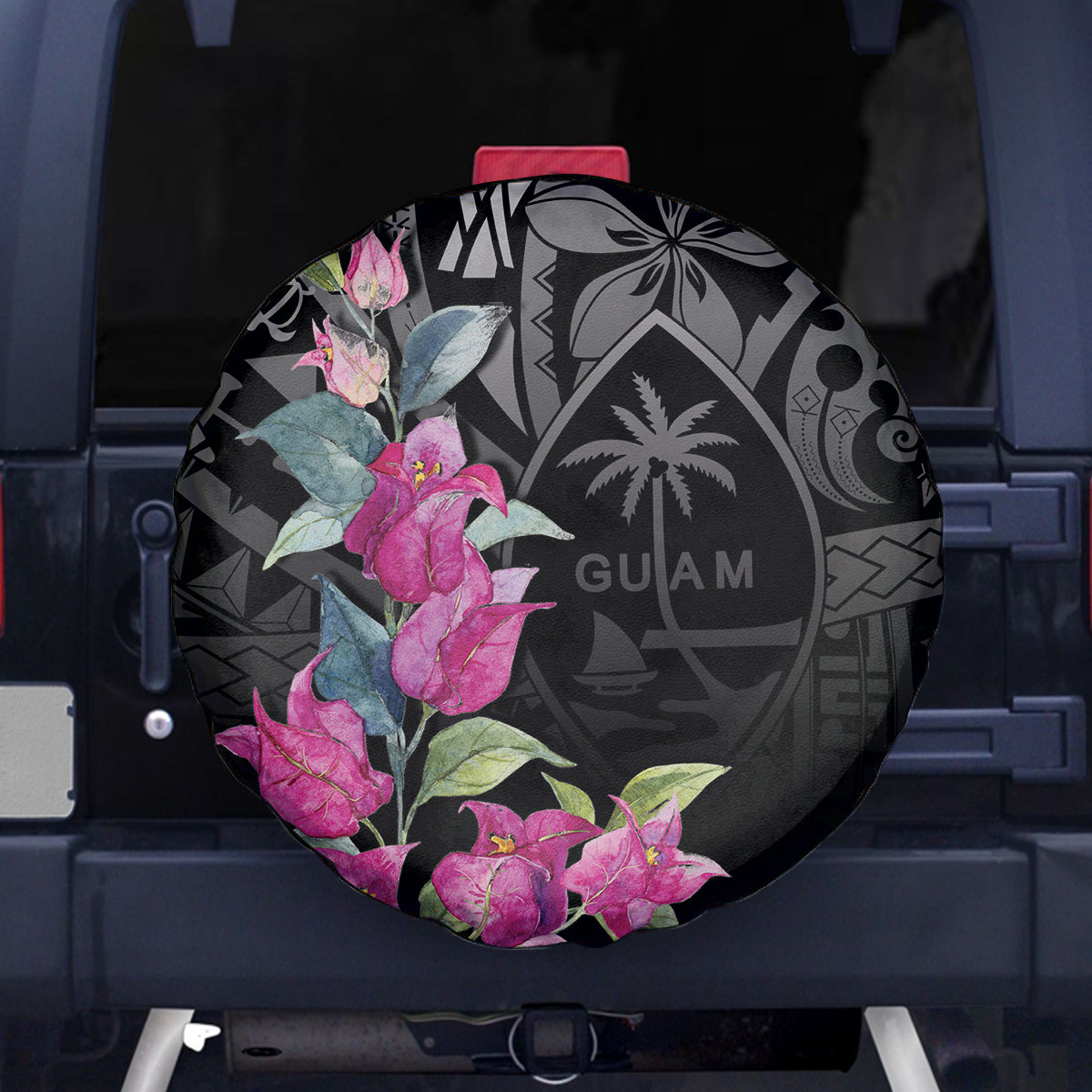 Guahan Puti Tai Nobiu Spare Tire Cover Guam Bougainvillea Flower Art LT9 - Polynesian Pride