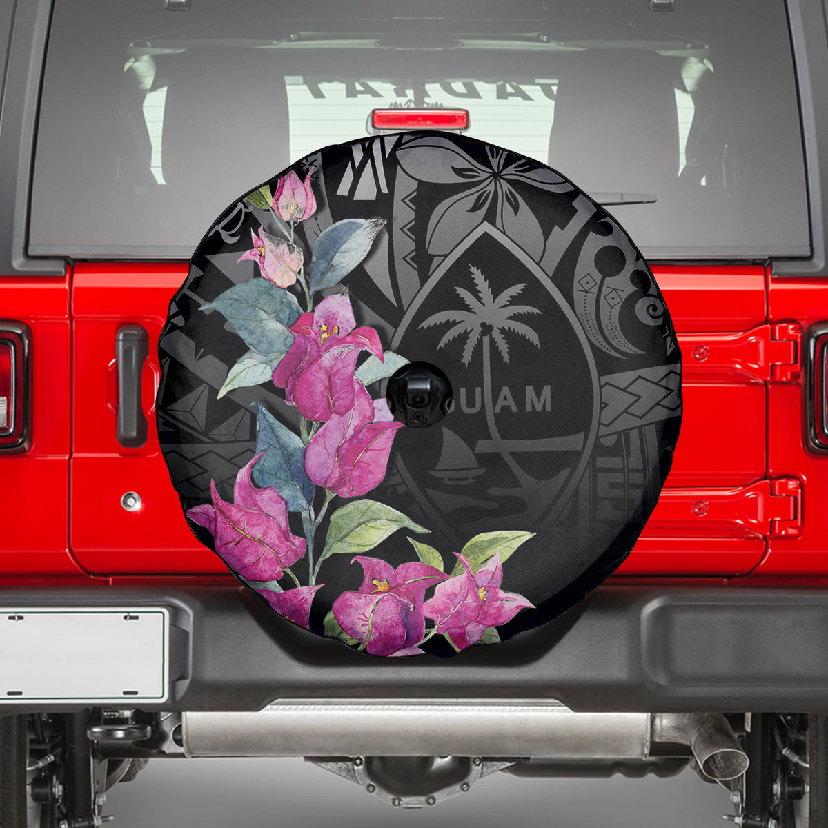 Guahan Puti Tai Nobiu Spare Tire Cover Guam Bougainvillea Flower Art LT9 - Polynesian Pride