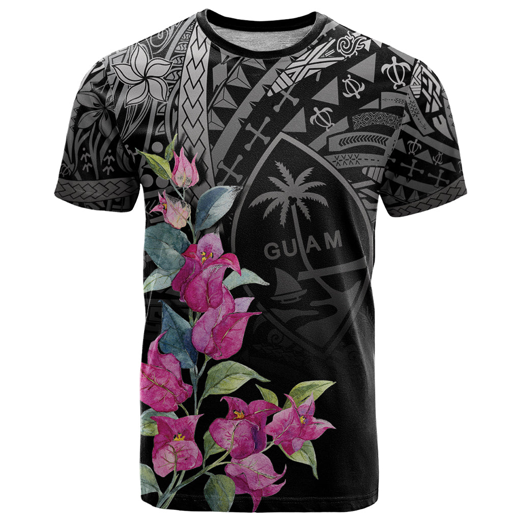Guahan Puti Tai Nobiu T Shirt Guam Bougainvillea Flower Art LT9 Black - Polynesian Pride
