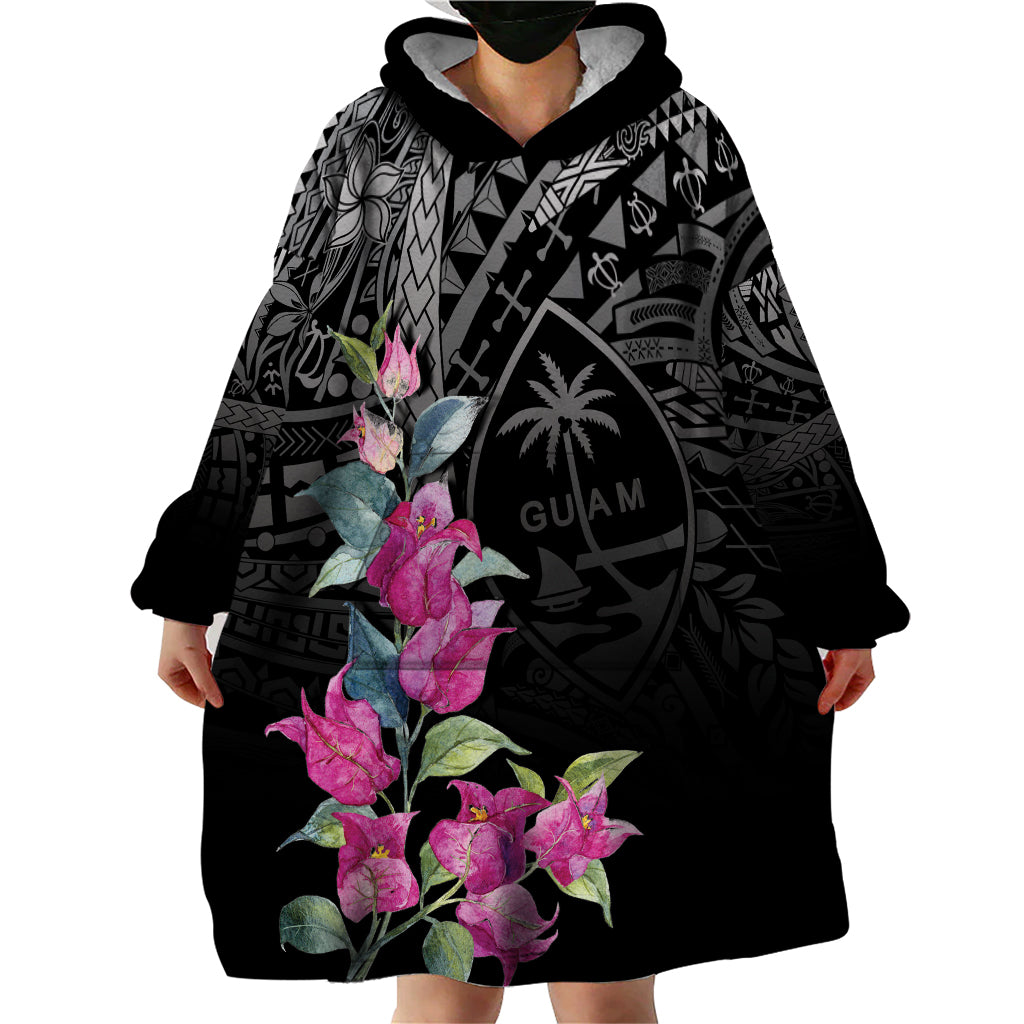 Guahan Puti Tai Nobiu Wearable Blanket Hoodie Guam Bougainvillea Flower Art LT9 - Polynesian Pride