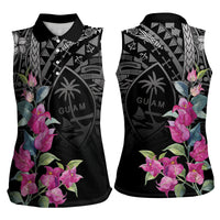 Guahan Puti Tai Nobiu Women Sleeveless Polo Shirt Guam Bougainvillea Flower Art LT9 - Polynesian Pride