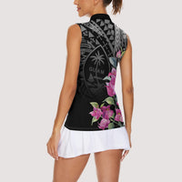Guahan Puti Tai Nobiu Women Sleeveless Polo Shirt Guam Bougainvillea Flower Art LT9 - Polynesian Pride