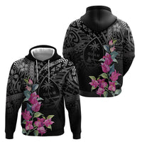 Guahan Puti Tai Nobiu Zip Hoodie Guam Bougainvillea Flower Art LT9 - Polynesian Pride